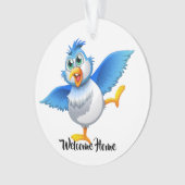 Leuk Welkom Home Blauwvogel van geluk Ornament (voorkant)