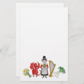 Leuk Welsh kostuum en emblemen op Blue Notepaper Briefpapier (Voorkant / Achterkant)