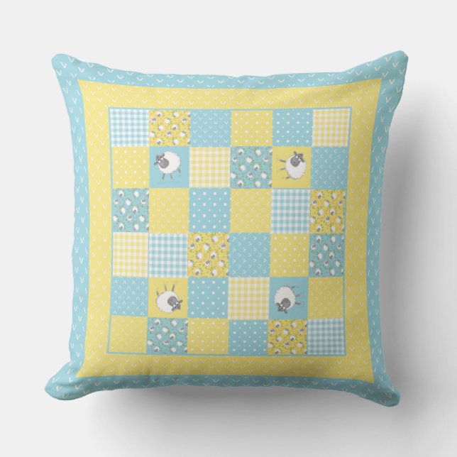 Leuk Welsh Schaap, Faux Patchwork, Kussen of Kusse (Voorkant)