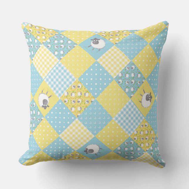 Leuk Welsh Schaap, Faux Patchwork, Kussen of Kusse (Voorkant)