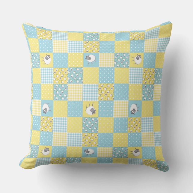 Leuk Welsh Schaap, Faux Patchwork, Kussen of Kusse (Voorkant)