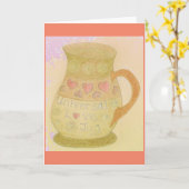 Leuk Wenskaart Love Jug & World Round / Flat Joke Kaart (Gele Bloem)