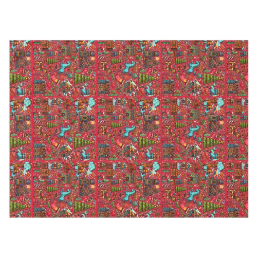 Leuk Western Patroon Kerst Rood Tafelkleed (Voorkant (Horizontaal))