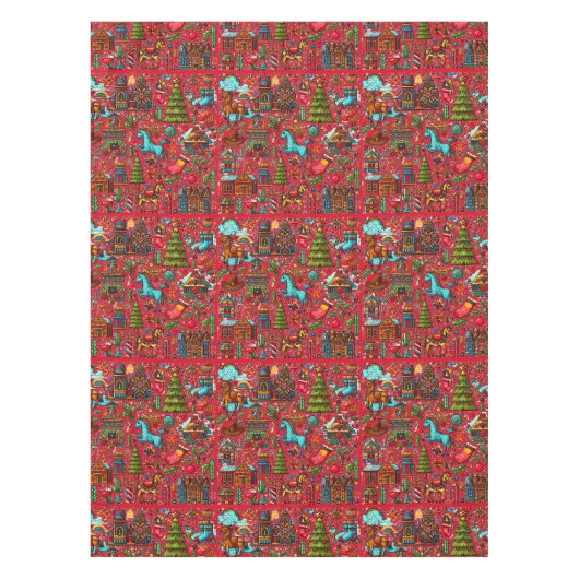 Leuk Western Patroon Kerst Rood Tafelkleed (Voorkant)