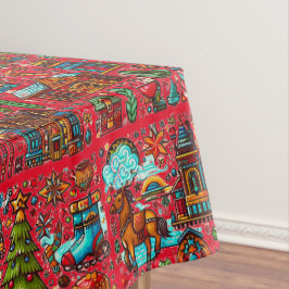 Leuk Western Patroon Kerst Rood Tafelkleed