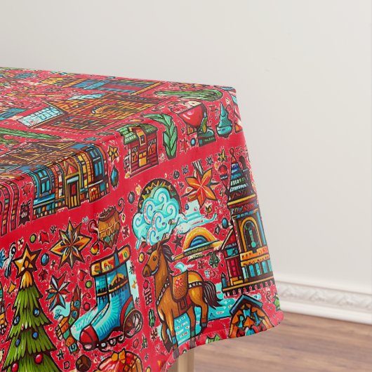Leuk Western Patroon Kerst Rood Tafelkleed (Voorbeeld)