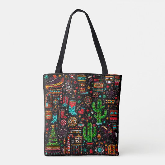 Leuk Western Patroon Kerst Tote Bag (Achterkant)