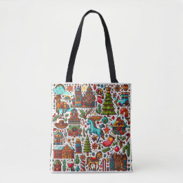 Leuk Western Patroon Kerst Tote Bag