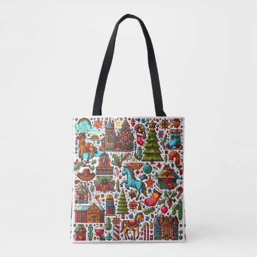 Leuk Western Patroon Kerst Tote Bag (Voorkant)