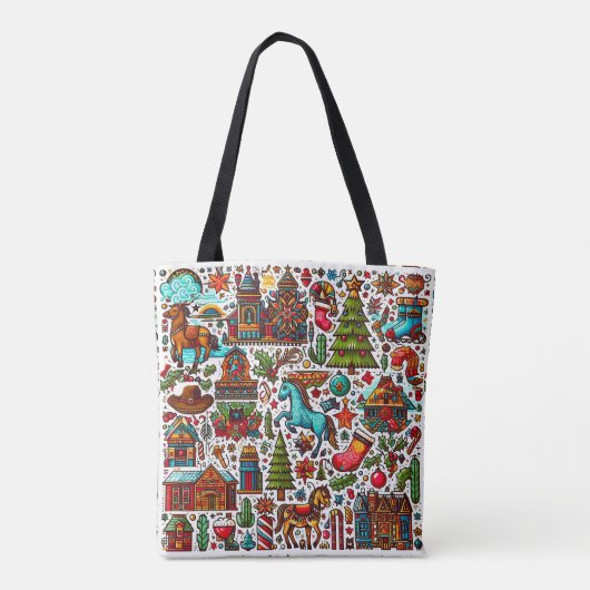 Leuk Western Patroon Kerst Tote Bag (Achterkant)