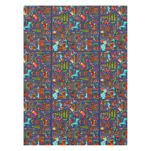 Leuk Western Patroon Kerstblauw Tafelkleed (Voorkant)