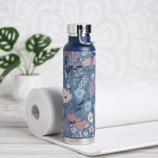 Leuk Wildflower ontwerp op blauw Waterfles (Yoga)