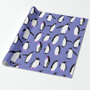 Leuk winter pinguïn patroon cadeaupapier