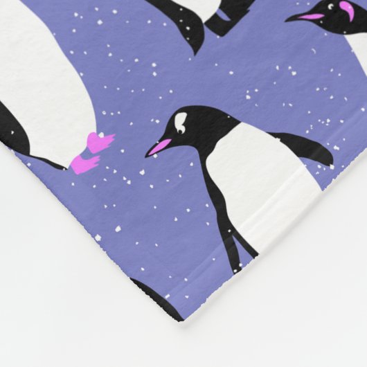 Leuk winter pinguïn patroon fleece deken (Hoek)
