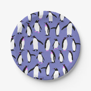 Leuk winter pinguïn patroon papieren bordje
