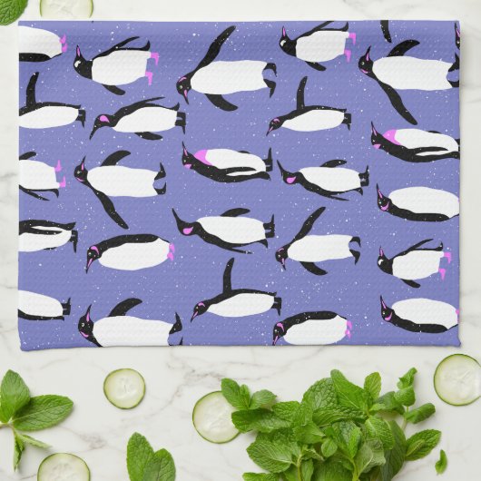 Leuk winter pinguïn patroon theedoek (Gevouwen)