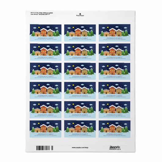 Leuk Winter Village Sneeuwman Kerstmis adreslabel Etiket (Full Sheet)