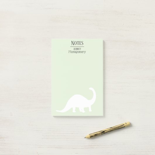 Leuk wit brontosaurus silhouet | Gepersonaliseerd Post-it® Notes (Op bureau)
