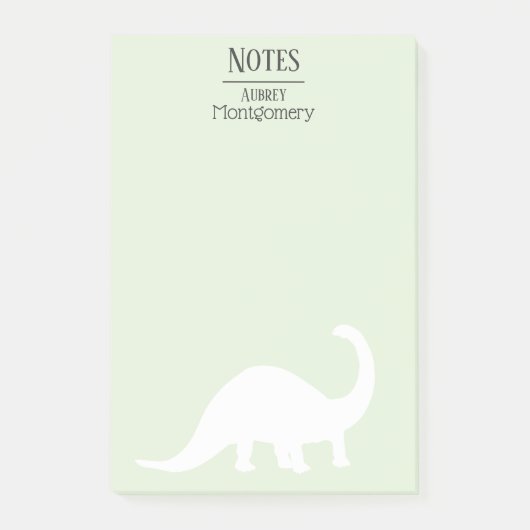 Leuk wit brontosaurus silhouet | Gepersonaliseerd Post-it® Notes (Voorkant)