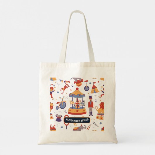 Leuk wit carnaval Kinder school circus patroon Tote Bag (Achterkant)