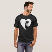 Leuk wit hart zwart haan kip unisex t-shirt (Voorkant volledig)