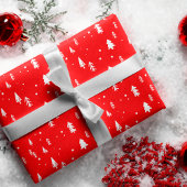 Leuk wit kerstboom patroon inpakpapier vel