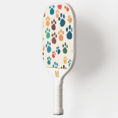 Leuk wit kleurrijk monogram hondenpoopatroon pickleball paddle (Links)