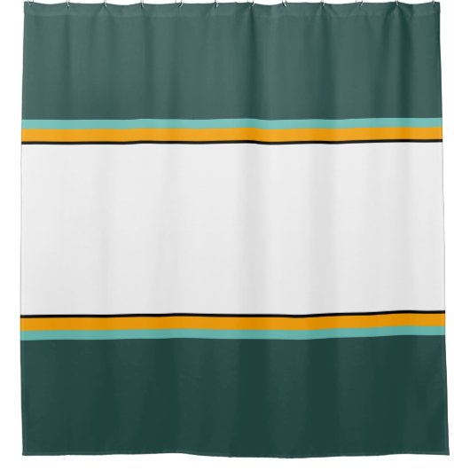 Leuk wit Sinaasappel racestrepen op donkergroen Douchegordijn (Voorkant)