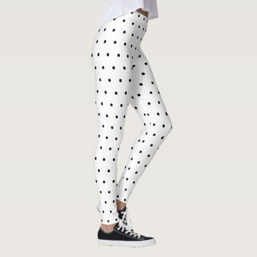 Leuk Wit Zwart Stippenpatroon Leggings (Rechts)