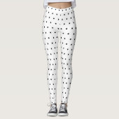 Leuk Wit Zwart Stippenpatroon Leggings (Voorkant)
