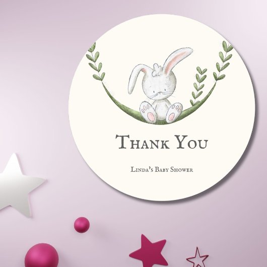 Leuk Woodland Bunny Baby shower Ronde Sticker
