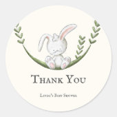 Leuk Woodland Bunny Baby shower Ronde Sticker (Voorkant)