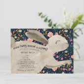 Leuk Woodland Bunny Floral Baby shower Kaart (Staand voorkant)