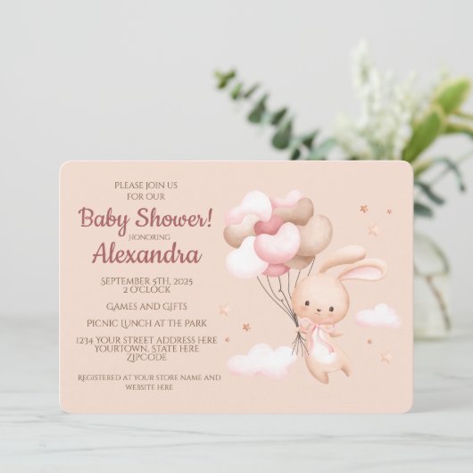 Leuk Woodland Bunny Rabbit Baby shower Kaart (Staand voorkant)