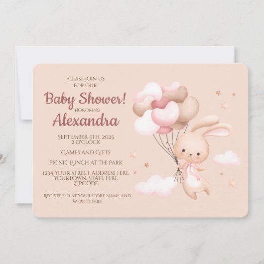 Leuk Woodland Bunny Rabbit Baby shower Kaart (Voorkant)