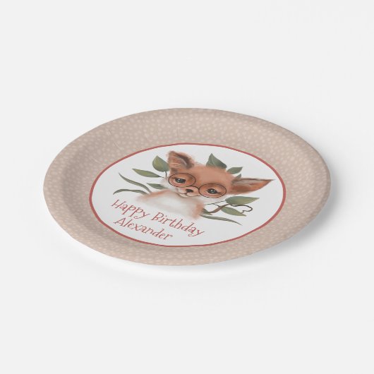 Leuk Woodland Fox Kinderverjaardagsfeestje Papieren Bordje (Gekanteld)