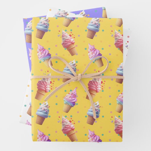 Leuk zacht serveer ijs party design inpakpapier vel (In situ)