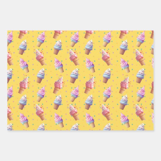 Leuk zacht serveer ijs party design inpakpapier vel (Voorkant)