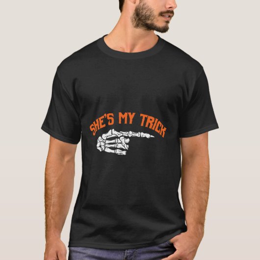 Leuk ze is mijn truc hij is mijn traktatie Hallowe T-shirt (Voorkant)