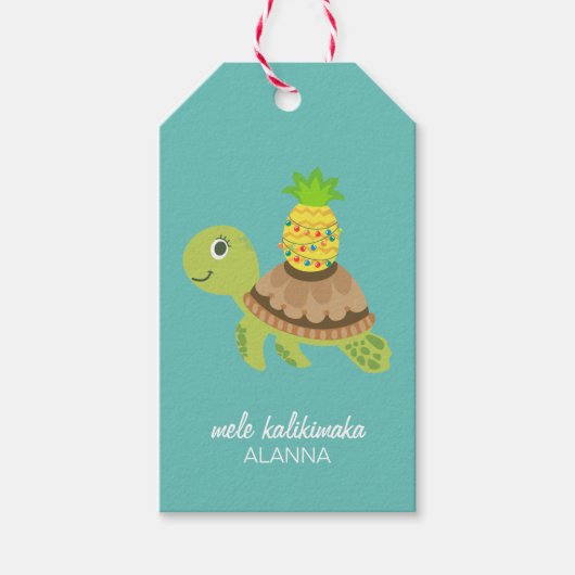 Leuk Zee Schildpad Kerst Cadeaulabel (Voorkant)