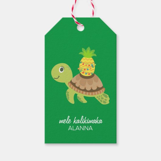 Leuk Zee Schildpad Kerst Cadeaulabel (Voorkant)