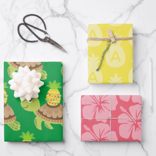 Leuk Zee Schildpad Kerst Inpakpapier Vel (Voorkant)