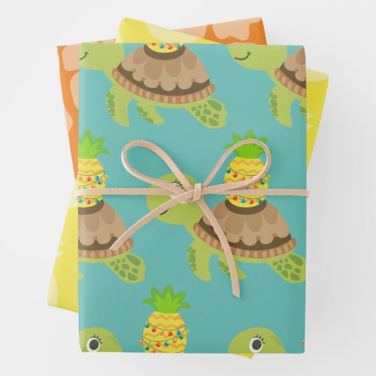 Leuk Zee Schildpad Kerst Inpakpapier Vel (In situ)