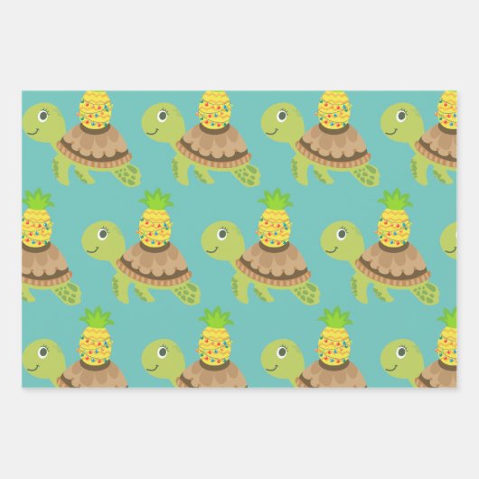 Leuk Zee Schildpad Kerst Inpakpapier Vel (Voorkant)