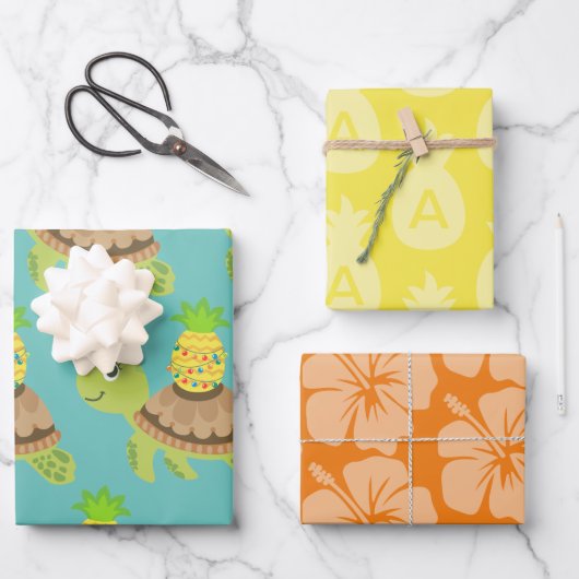 Leuk Zee Schildpad Kerst Inpakpapier Vel (Voorkant)