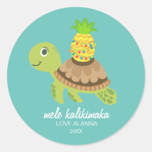Leuk Zee Schildpad Kerst Ronde Sticker