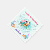 Leuk Zee Schildpad Kleurrijke 1e Verjaardags Serve Servet (Hoek)