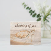 Leuk Zee Schildpad Leuke Dierlijke Kunst Denken aa Briefkaart (Staand voorkant)