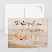 Leuk Zee Schildpad Leuke Dierlijke Kunst Denken aa Briefkaart (Voorkant / Achterkant)