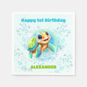 Leuk Zee Turtle Boy 1e Verjaardags Servetten (Voorkant)